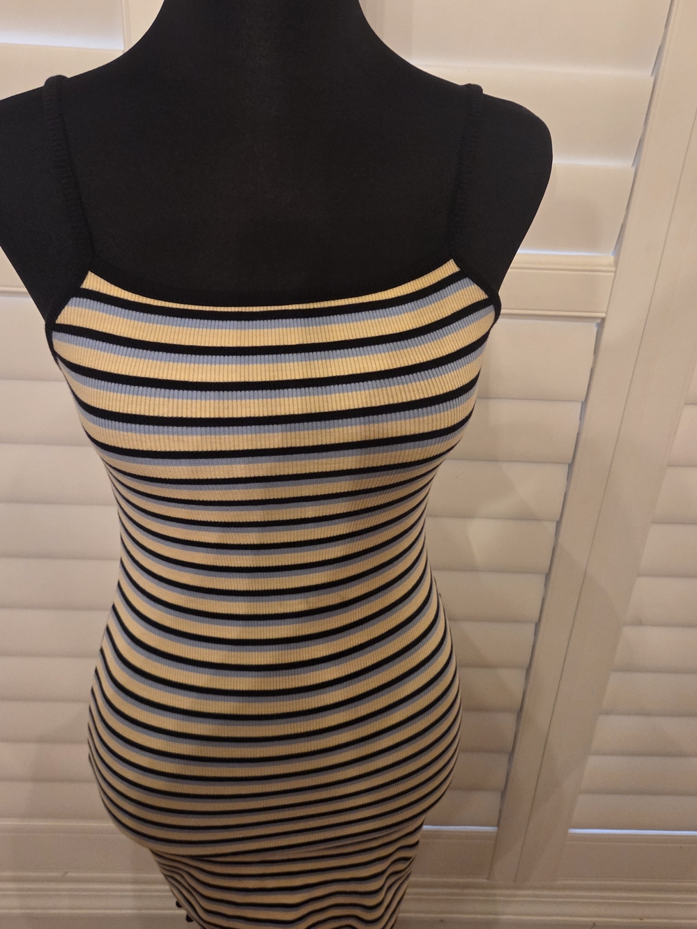 Wild Fable Striped Rib-Knit Spaghetti Strap Dress Size XS